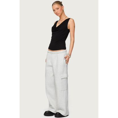 Petite Wide Leg Cargo Sweatpants