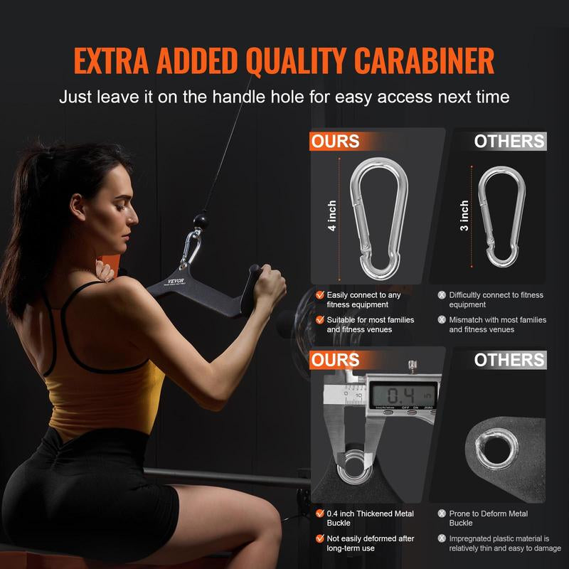 VEVOR LAT Pulldown Attachments, Cable Machine Rowing T-Bar V-Bar 5 Set, Tricep Pull down Bar, Back Strength Training Rubber Coated Handle Grip, Bicep Curl Tricep Lat Pulldown Bar for Home Gym Fitness