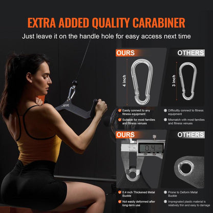 VEVOR LAT Pulldown Attachments, Cable Machine Rowing T-Bar V-Bar 5 Set, Tricep Pull down Bar, Back Strength Training Rubber Coated Handle Grip, Bicep Curl Tricep Lat Pulldown Bar for Home Gym Fitness